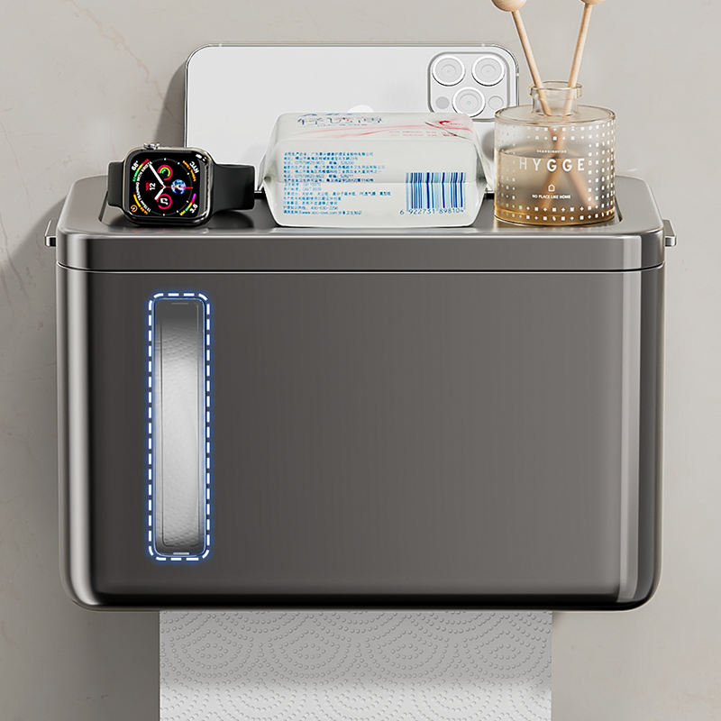 蓝藤纸巾盒强力承重即贴即用