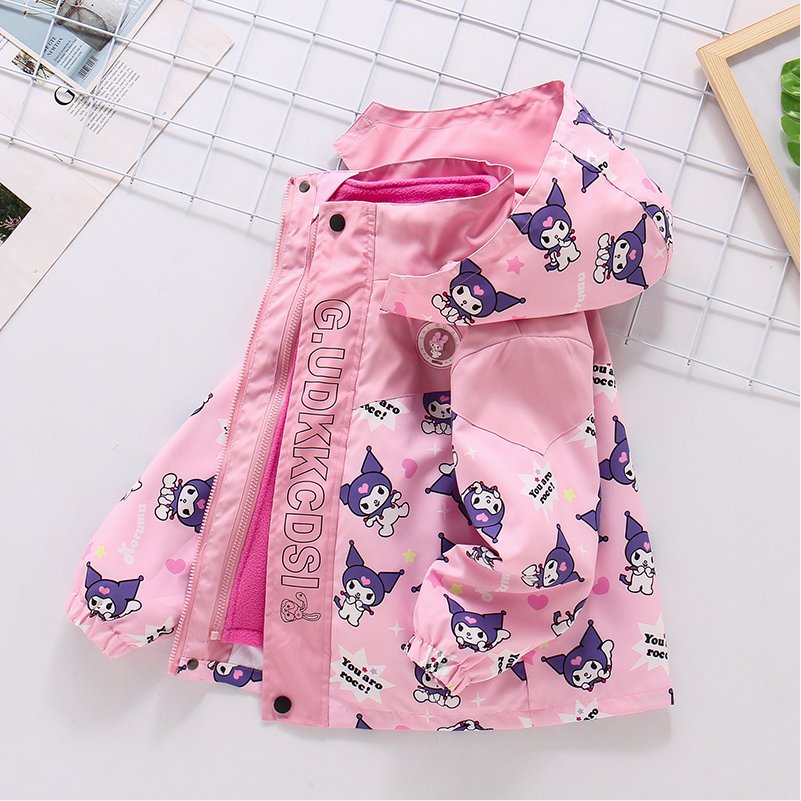 女童秋冬加绒外套可拆卸三合一