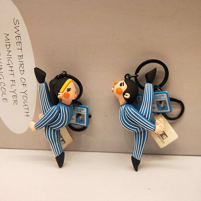 ins网红劈叉男女卡通可爱情侣创意个性车钥匙扣链挂件背书包饰品