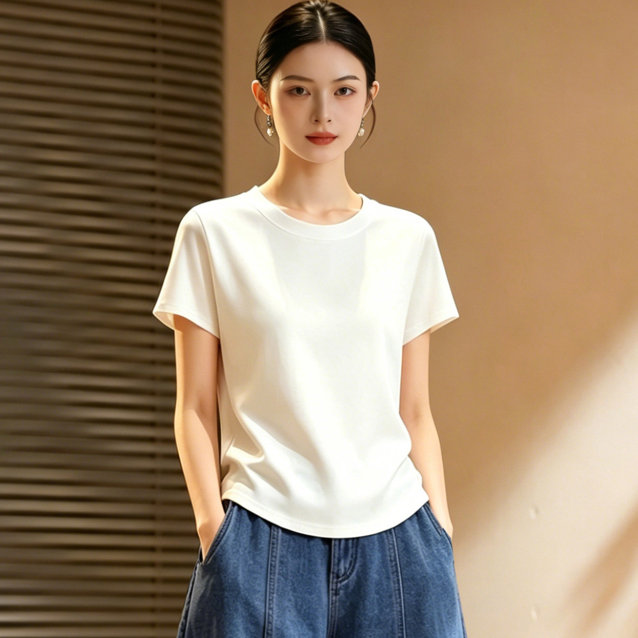 凉感桑蚕丝显瘦百搭短袖T恤女