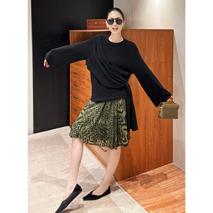 AME 春波绿漾裙 松紧腰不规则剪裁四季锦纱裙显瘦百搭小众半身裙