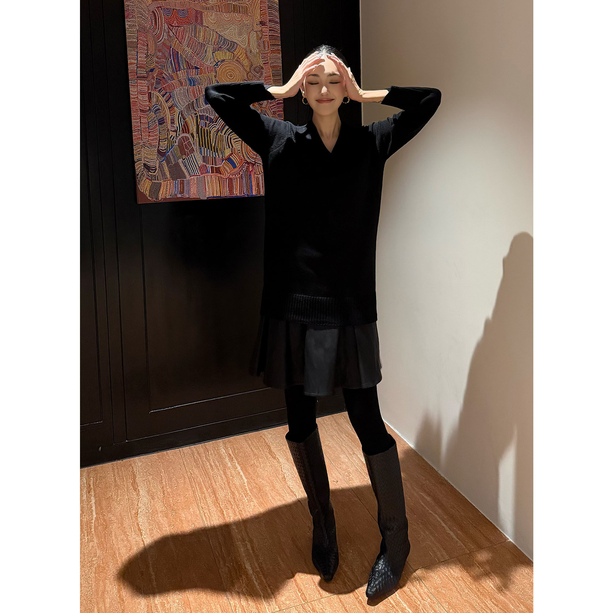 紫紫miu系减龄伞裙松紧腰百褶