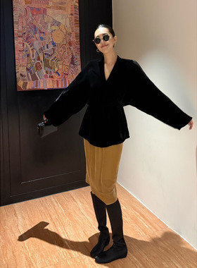 紫紫 沙金半裙1oo桑蚕丝无时间性半身裙后开叉时髦慕斯黄鎏金半裙