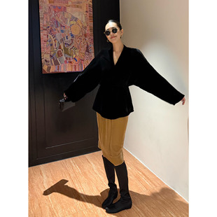 紫紫 沙金半裙1oo桑蚕丝无时间性半身裙后开叉时髦慕斯黄鎏金半裙