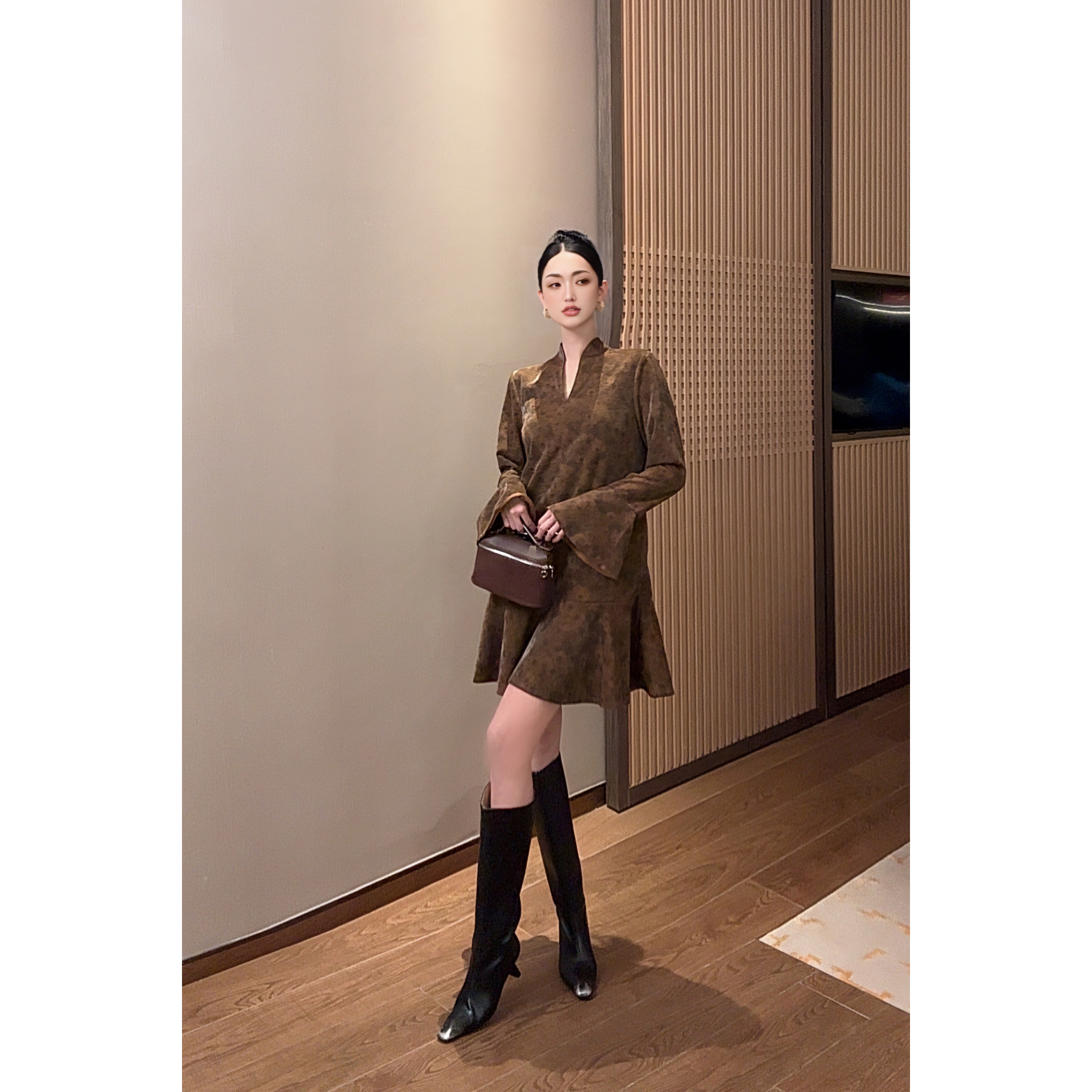 紫紫  枯茶   国风韵味炒色连衣裙ZC07LZHJ158