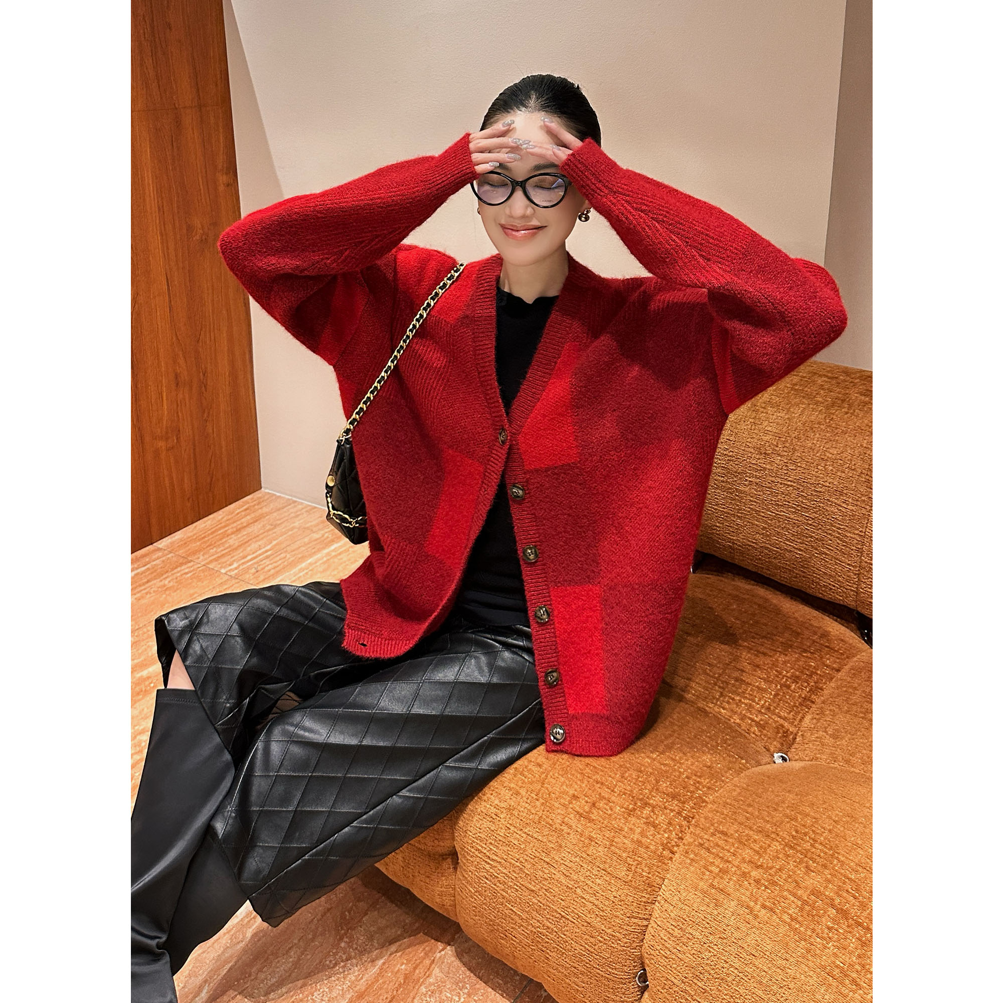 紫紫CE经典衫 年度鸿运系列经典暖线条粗针肌理开衫ZD08SMHJ165