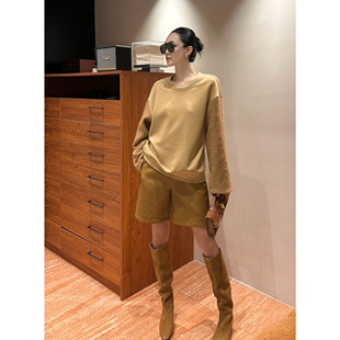 紫紫 递进时髦卫衣 绵羊毛摩登东方金箔细闪绒棉卫衣圆领拼接上衣