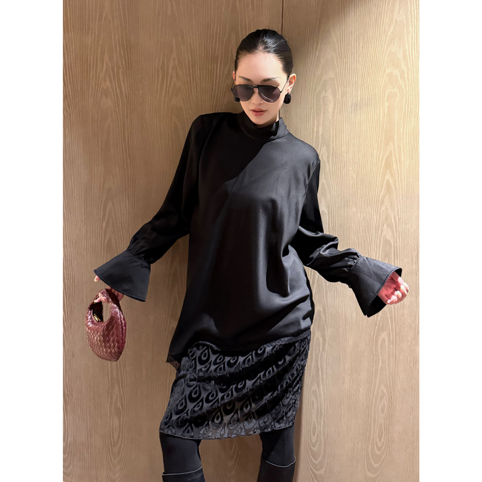 AME 裁缝大师上衣 可持续时髦天丝斜摆飘带氛围上衣喇叭袖单穿女,女装/女士精品,衬衫,淘宝优惠券,粉丝福利购,淘宝优惠卷