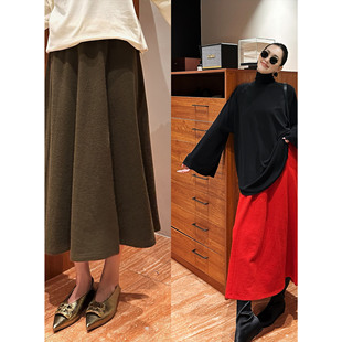 紫紫 颗粒大摆裙 非常规基础暖雾颗粒大摆半裙花瓣半身裙中长裙女