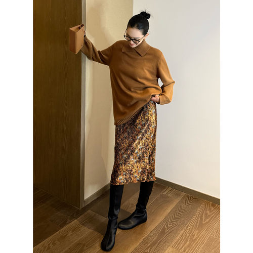 AME鎏金日落裙松紧腰纹理之美