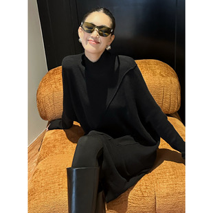 紫紫 廓裁毛衣裙 上衣量感解构绵羊毛反对称精织罩衫毛衣长袖穿搭