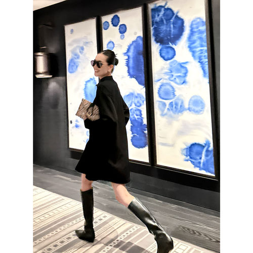 三季叠搭斜纹中式老钱盘扣裙