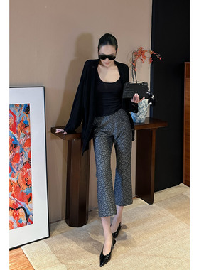 AME 古序微喇裤 松紧腰修跨显瘦减龄三季微喇裤休闲裤百搭阔腿裤