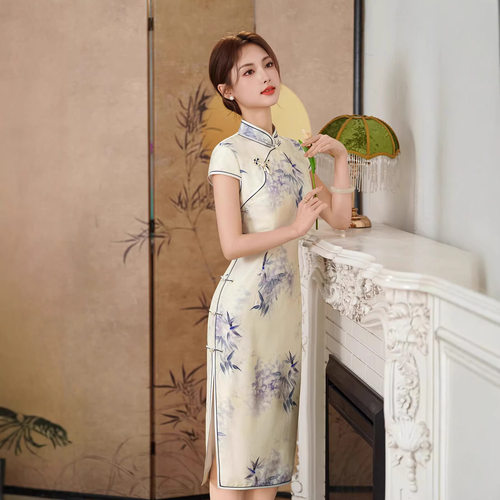 2026桑蚕丝手工夏季新款新中式国风时尚优雅气质年轻中长款旗袍裙