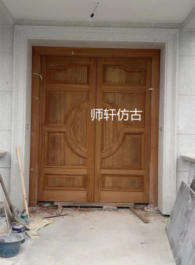 东阳木雕全屋定制缅甸柚木大门房间门护墙板玄关屏风背景墙定制