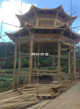 仿古园林寺庙景观定做东阳木雕