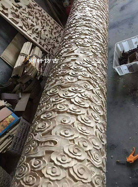 欧式风垭口祥云柱子东阳木雕