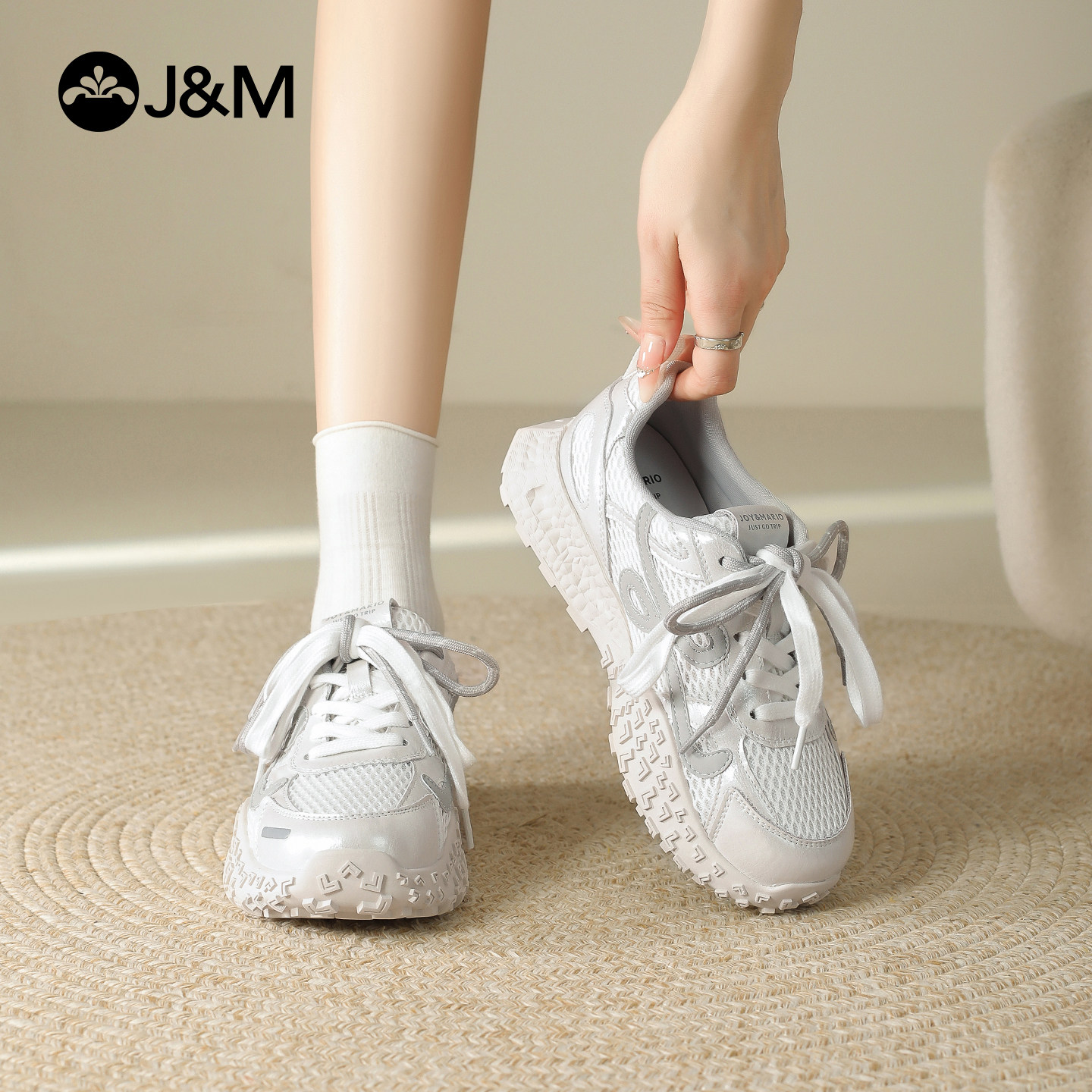 J＆M/快乐玛丽网面鞋2026年秋季新款透气运动鞋舒适潮流老爹鞋女,女鞋,网面鞋,淘宝优惠券,粉丝福利购,淘宝优惠卷