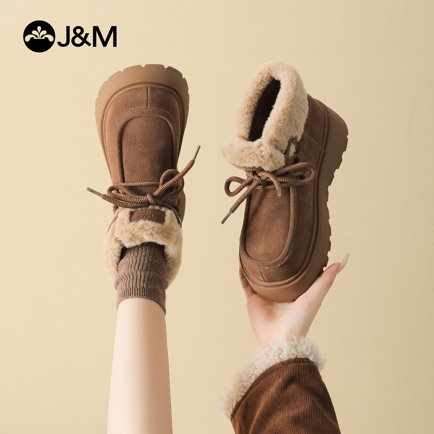 快乐玛丽雪地靴厚底防滑保暖棉鞋