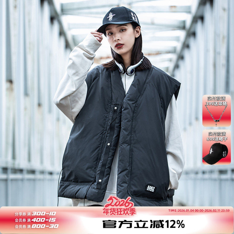 AOGZ潮牌道袍棉马甲男女生2025新款秋冬季日系复古坎肩马夹外套潮