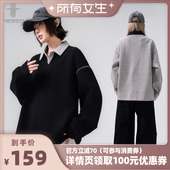 棒球服长袖 春季 AOGZ翻领撞色卫衣男女新款 上衣 所有女生直播间