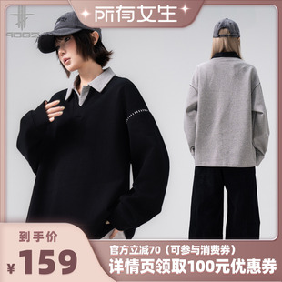 棒球服长袖 春季 AOGZ翻领撞色卫衣男女新款 上衣 所有女生直播间