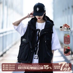 口袋背心外套 机能风户外工装 AOGZ活页战术连帽马甲男女春夏季 新款