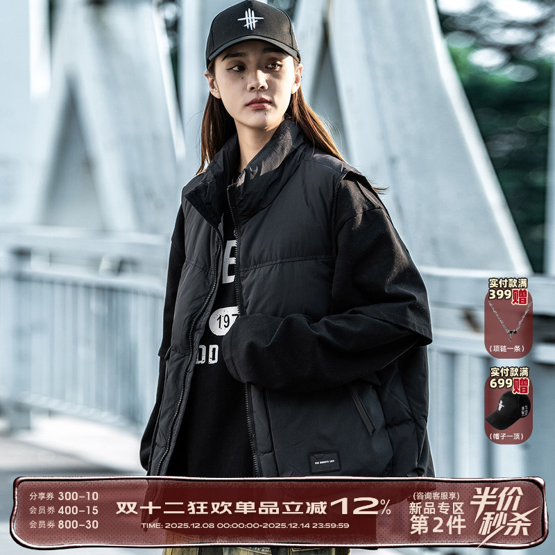 AOGZ大口袋拉链立领防风羽绒马甲男冬季加厚保暖工装休闲背心外套