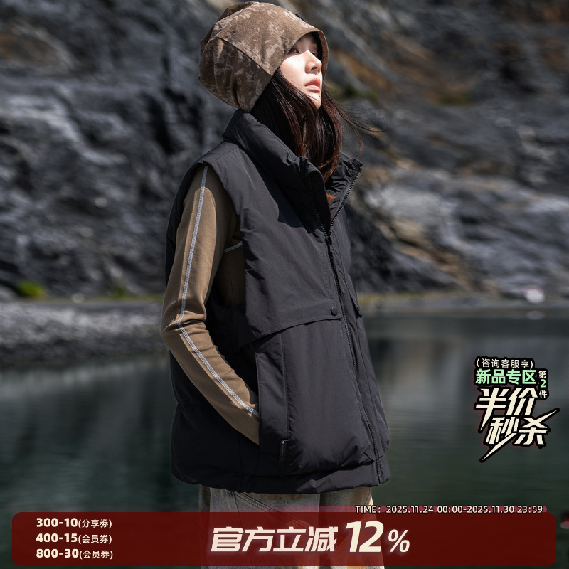 AOGZ羽绒马甲立领上衣男女同款加绒加厚保暖背心情侣款外穿坎肩潮