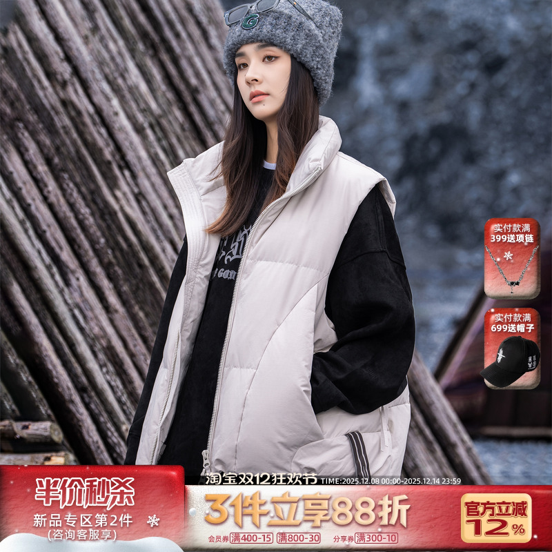 AOGZ美式多口袋秋冬立领羽绒马甲