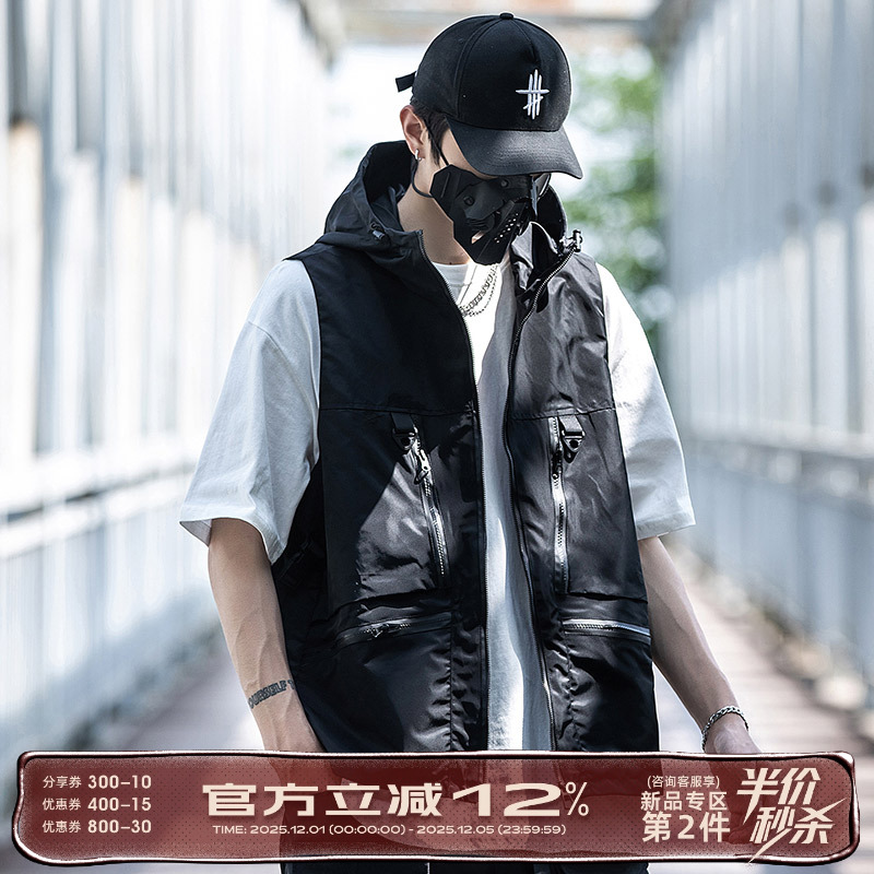 机能风马甲宽松无袖工装外套