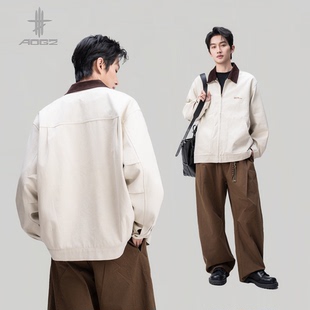 【所有女生直播间】AOGZ美式撞色翻领巴恩风夹克男女春季工装外套