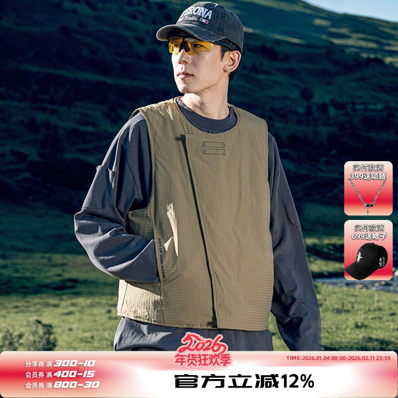 AOGZ工装羽绒马甲2025新款男士轻薄外穿防寒保暖背心坎肩女外套潮