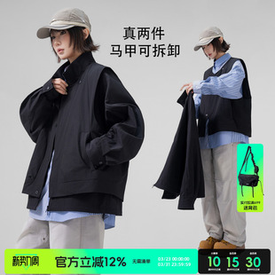 AOGZ可拆卸假两件马甲夹克男女春新款 设计感三合一机能风上衣外套