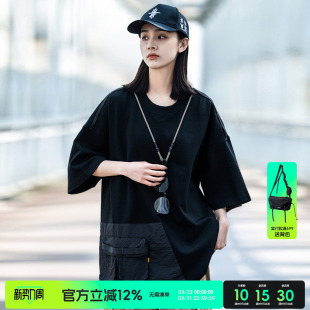 T恤男女生夏季 半袖 新款 高街拼接上衣情侣装 美式 AOGZ重磅口袋短袖