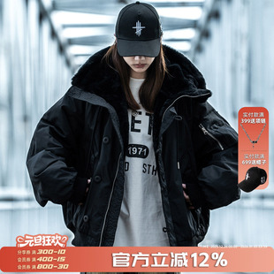 派克服情侣连帽座山雕棉衣 工装 国潮牌夹克外套男女冬季 高级感美式