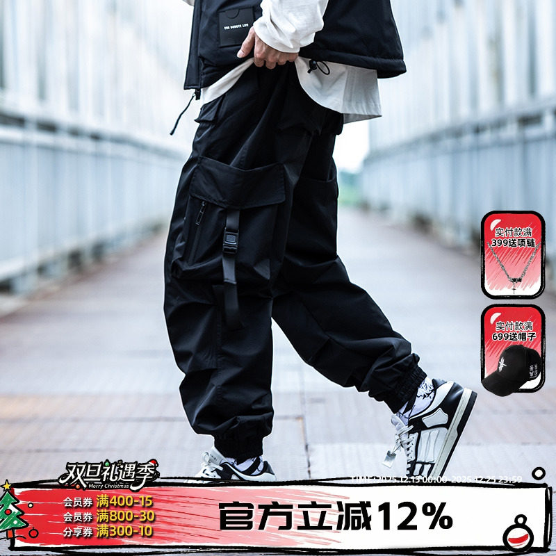 AOGZ秋冬季束脚机能工装裤冲锋裤