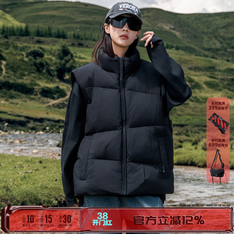 AOGZ高蓬松棉马甲男女秋冬立领宽松保暖户外美式情侣运动叠穿外套