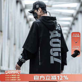 外套 连帽上衣情侣装 AOGZ国潮牌假两件卫衣男生女春秋2025新款 美式