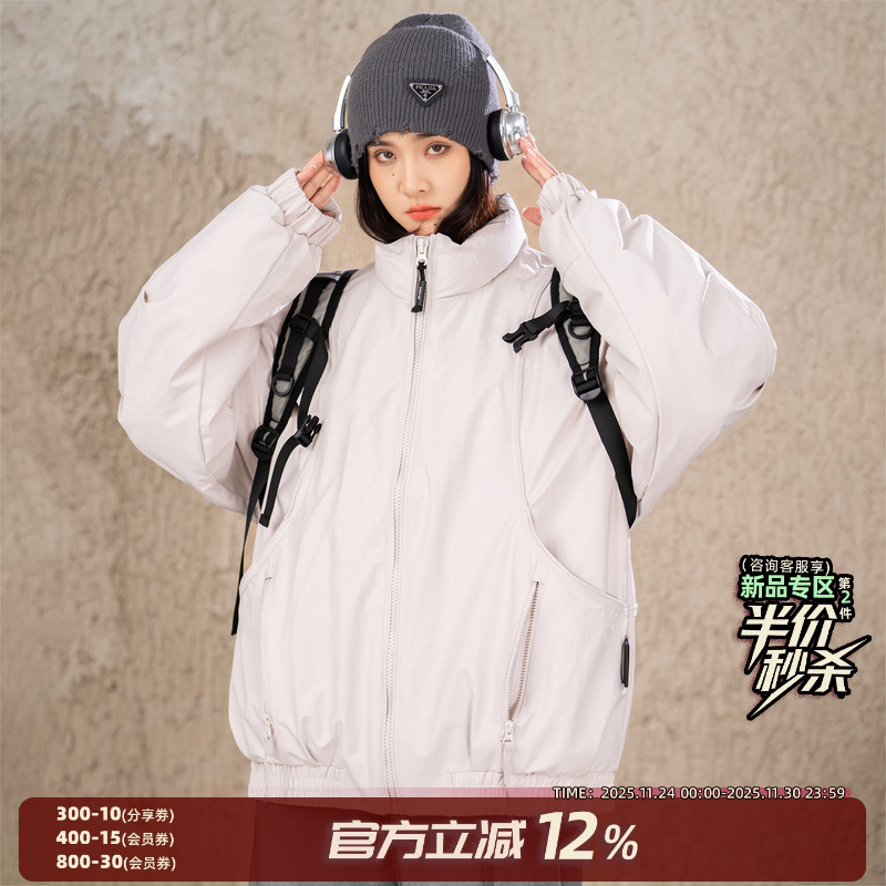 AOGZ羽绒服男款冬季90绒立领美式复古机能工装防寒外套百搭潮牌女