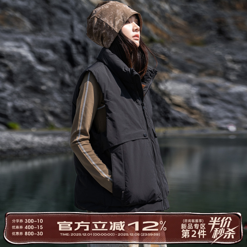 AOGZ羽绒马甲立领上衣男女同款加绒加厚保暖背心情侣款外穿坎肩潮