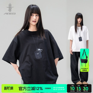 AOGZ重磅纯棉印花圆领短袖 男女百搭简约休闲上衣T恤 2026春夏新款