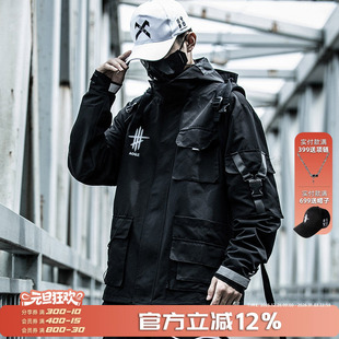 机车夹克机能风冲锋上衣 痞帅美式 AOGZ国潮牌工装 外套男生春秋款