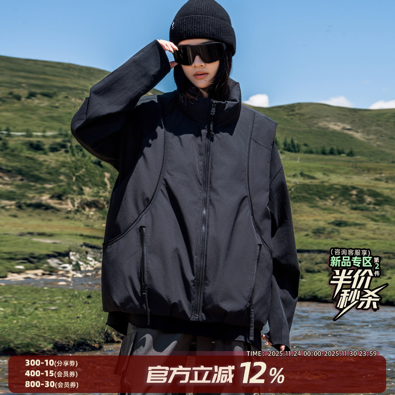 AOGZ羽绒马甲2025新款男女冬季无袖坎肩户外潮牌美式情侣立领外套