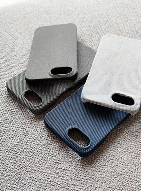 布艺适用苹果iPhone 16E/SE3/SE2手机壳X/S/max大孔se2纯色7/8/plus商务简约保护套半包硬壳防手汗11/12pro