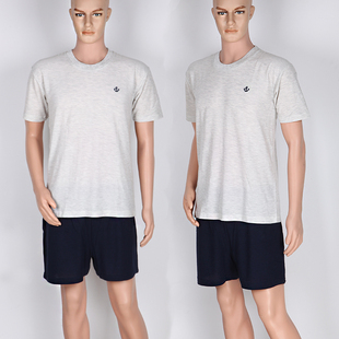 正品夏季潜艇长航服抗菌服男短袖T恤套装健身透气跑步训练服棉麻