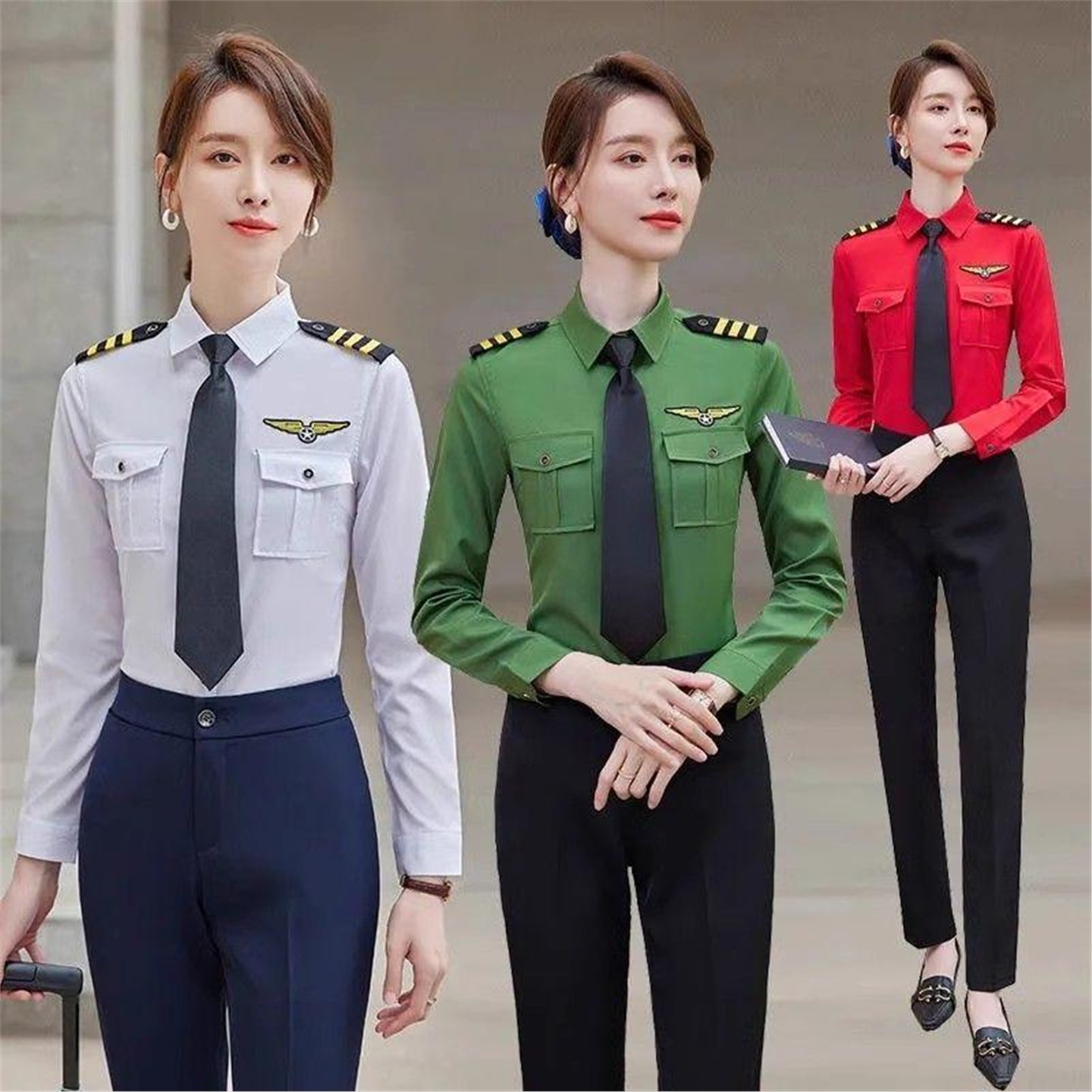 男女机师空少物业保安职业装衬衫