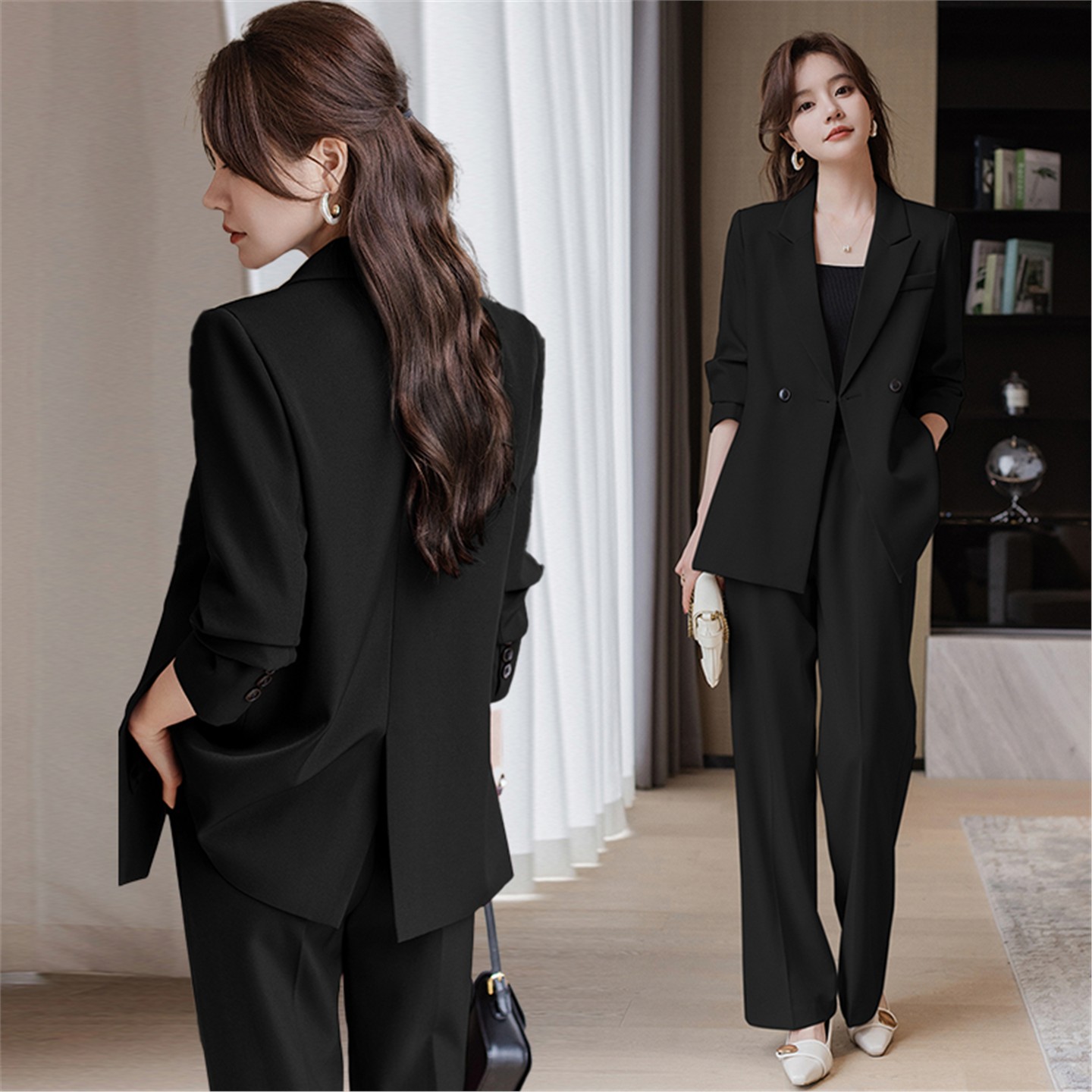 黑色西装套装女2025新款春秋季职业气质工作服正装高级感西服外套