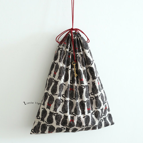 日系猫咪图案收纳抽绳钥匙装饰