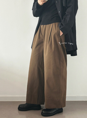 加厚磨毛护膝阔腿休闲裤女士斜纹棉裤